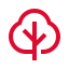 Symbol eines Baumes in der Farbe rot. 